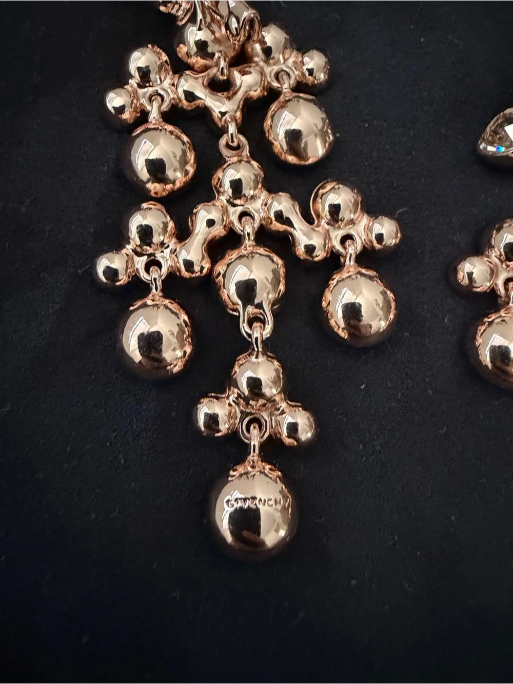 Givenchy Rose Goldtone Peach Bezel Crystal Chandelier Statement Earrings - Picture 6 of 11